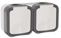 TORS Розетка 2-я с з/к кр. гориз. 16А IP55 TS222 сер-бел IEK