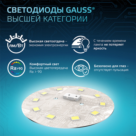Лампа свд 220В Е27 22Вт 6500К 2000лм стандарт A70 матовая Gauss Black