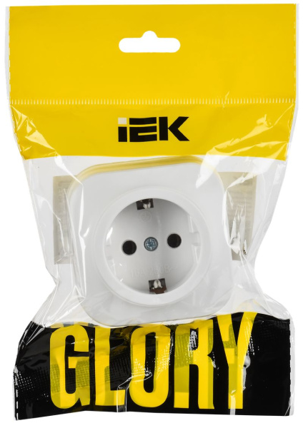 GLORY Роз. с з/к без з/ш о/у 16А РС20-3-ХБм бел. м. IEK
